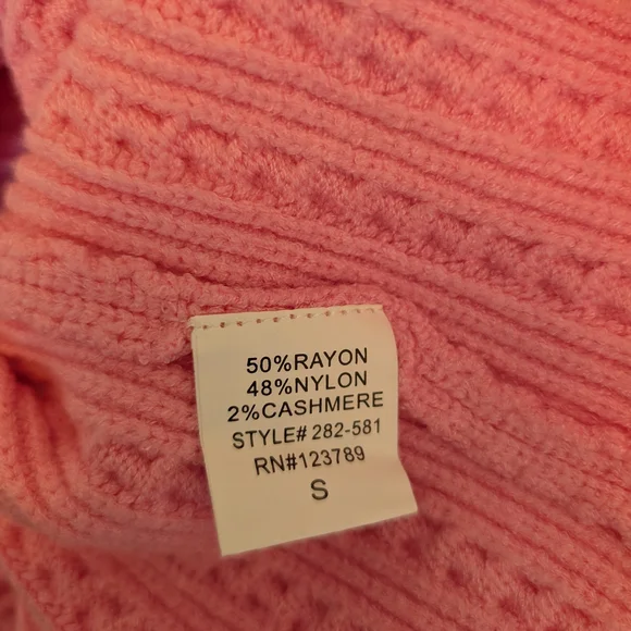 Carly Jean Womens Small Cable Knit Cardigan Sweater Pink Coquette Cottage Preppy - Picture 7 of 7